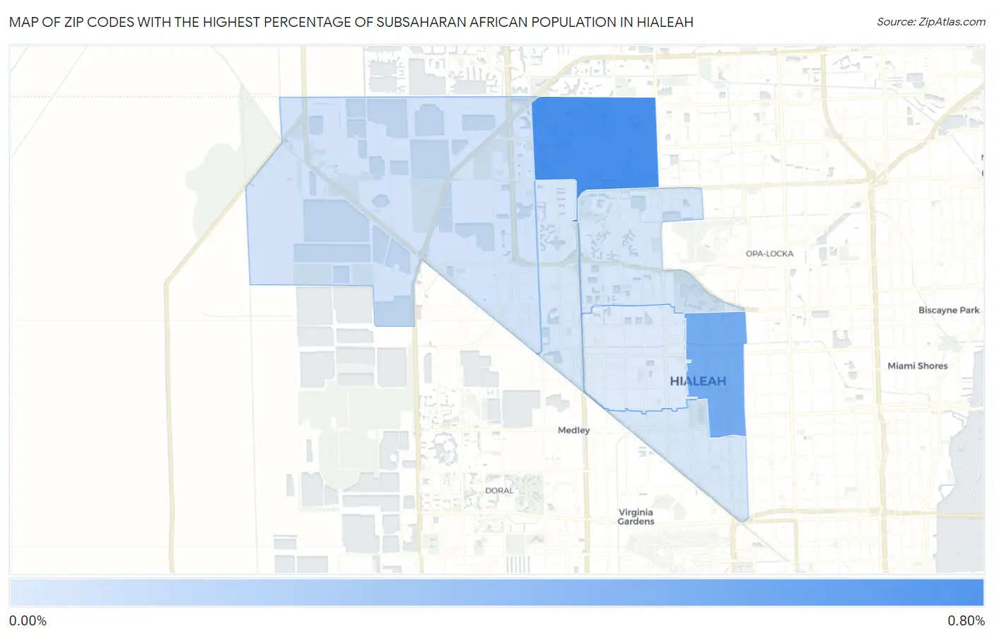 Zip Codes with the Highest Percentage of Subsaharan African Population in Hialeah Map