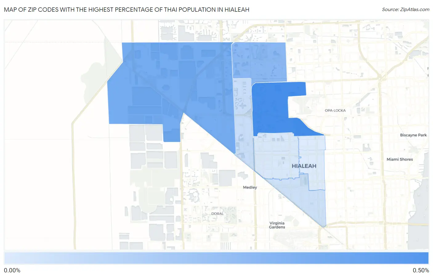 Zip Codes with the Highest Percentage of Thai Population in Hialeah Map