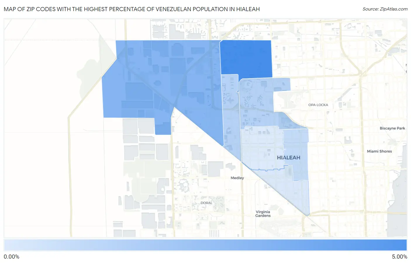 Zip Codes with the Highest Percentage of Venezuelan Population in Hialeah Map
