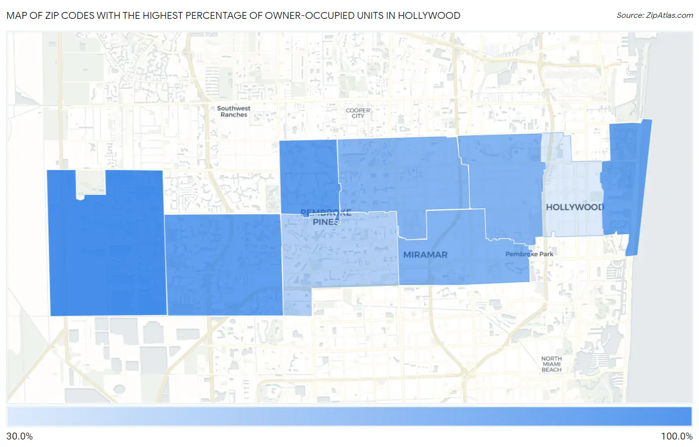 Zip Codes with the Highest Percentage of Owner-Occupied Units in Hollywood Map