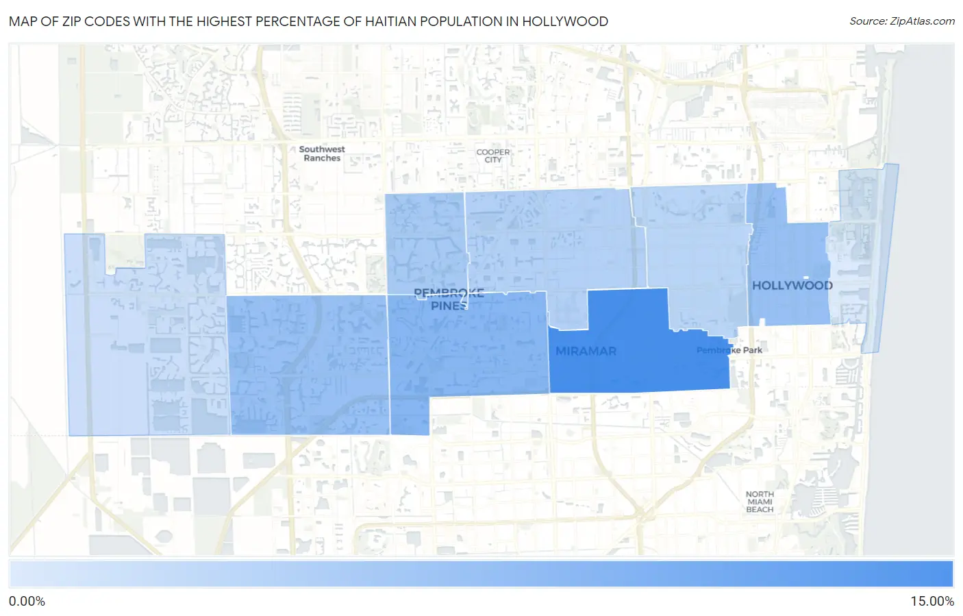 Zip Codes with the Highest Percentage of Haitian Population in Hollywood Map