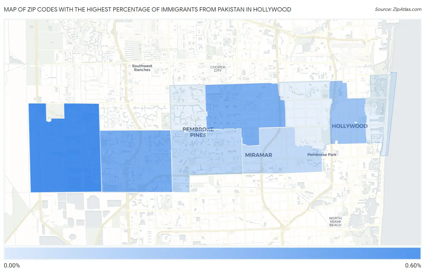 Zip Codes with the Highest Percentage of Immigrants from Pakistan in Hollywood Map