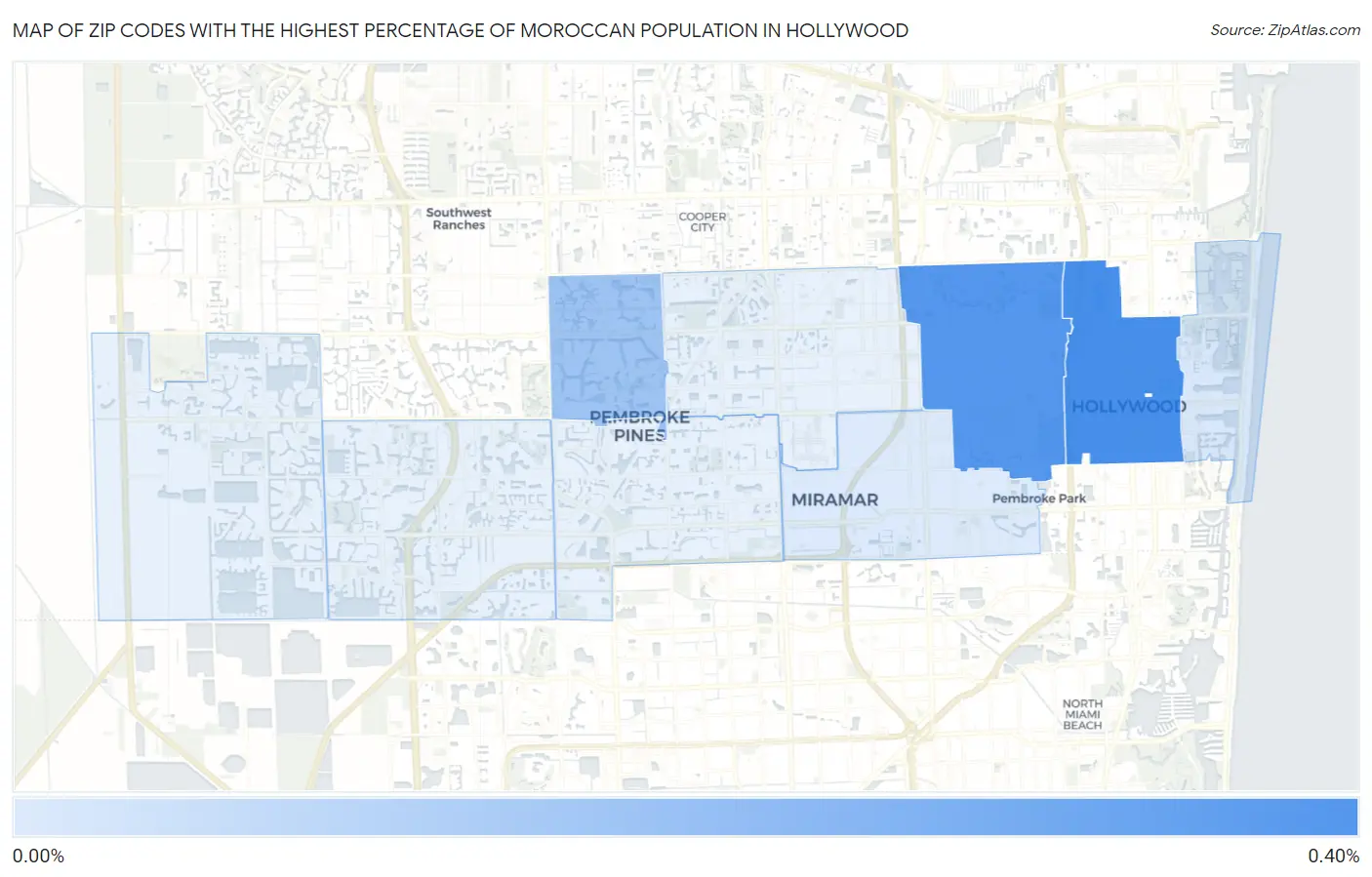 Zip Codes with the Highest Percentage of Moroccan Population in Hollywood Map