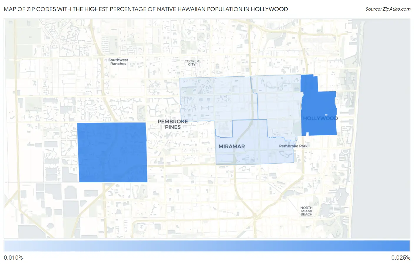Zip Codes with the Highest Percentage of Native Hawaiian Population in Hollywood Map