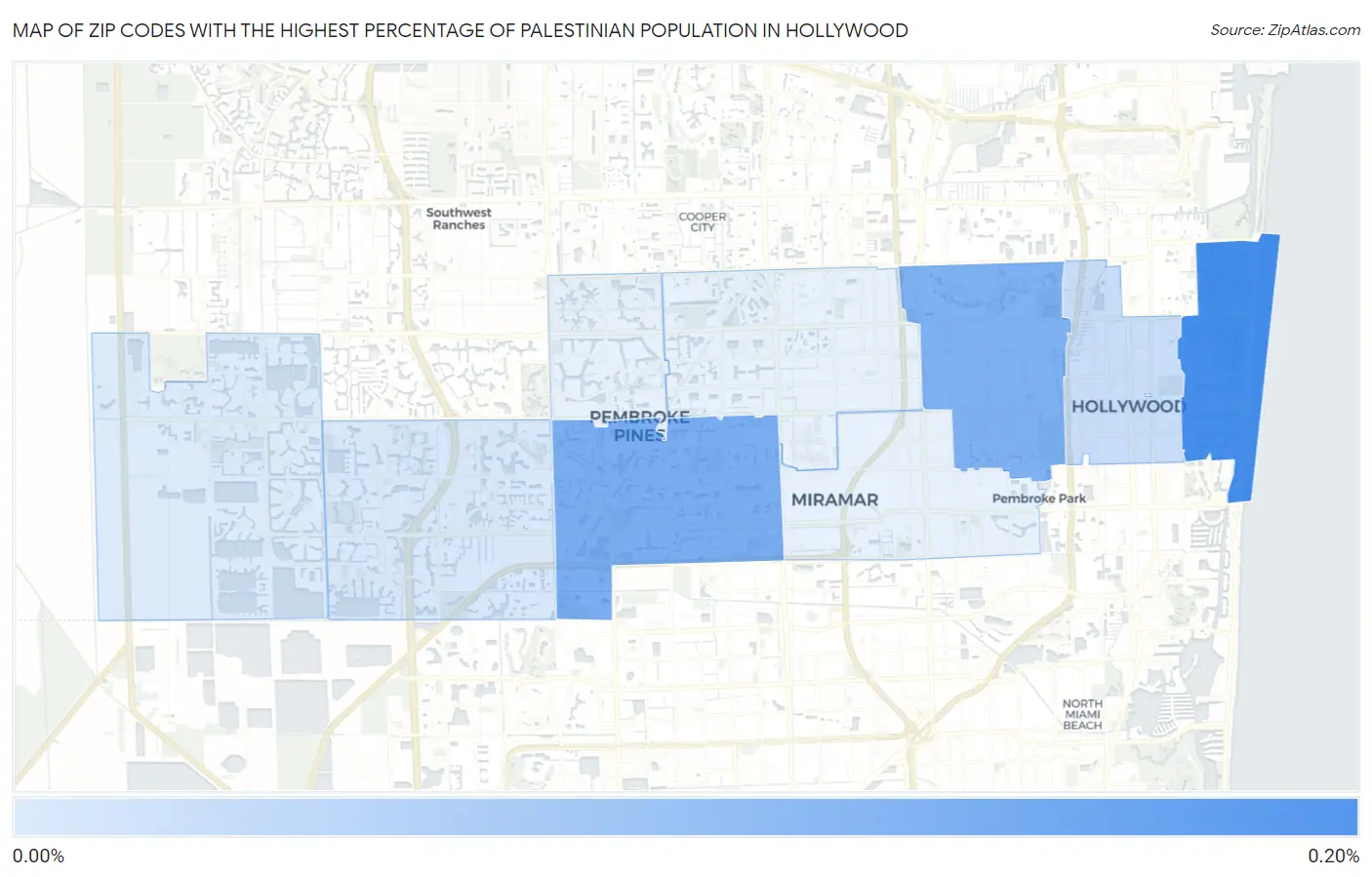 Zip Codes with the Highest Percentage of Palestinian Population in Hollywood Map