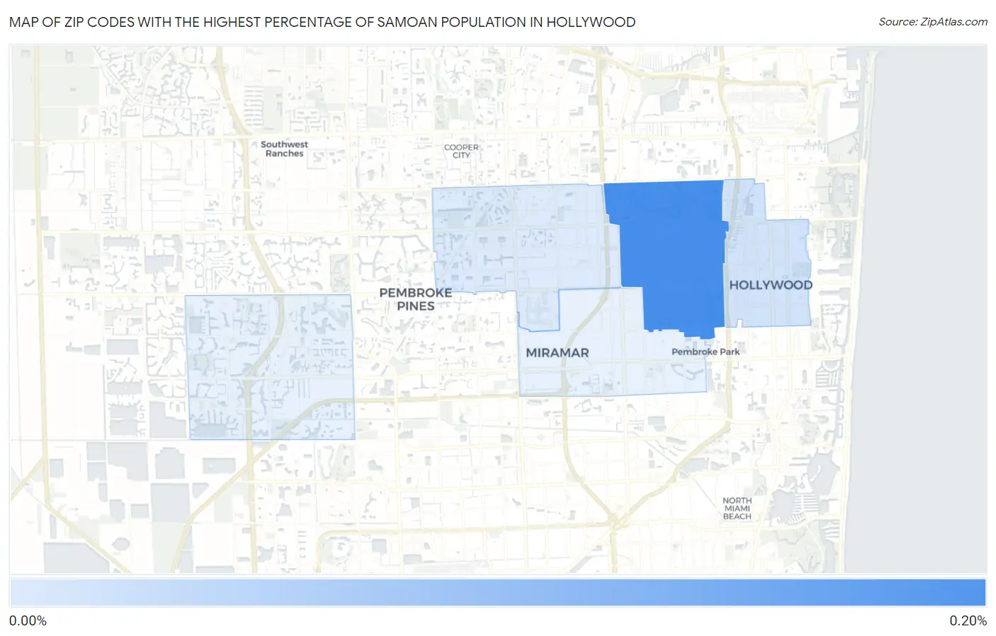Zip Codes with the Highest Percentage of Samoan Population in Hollywood Map