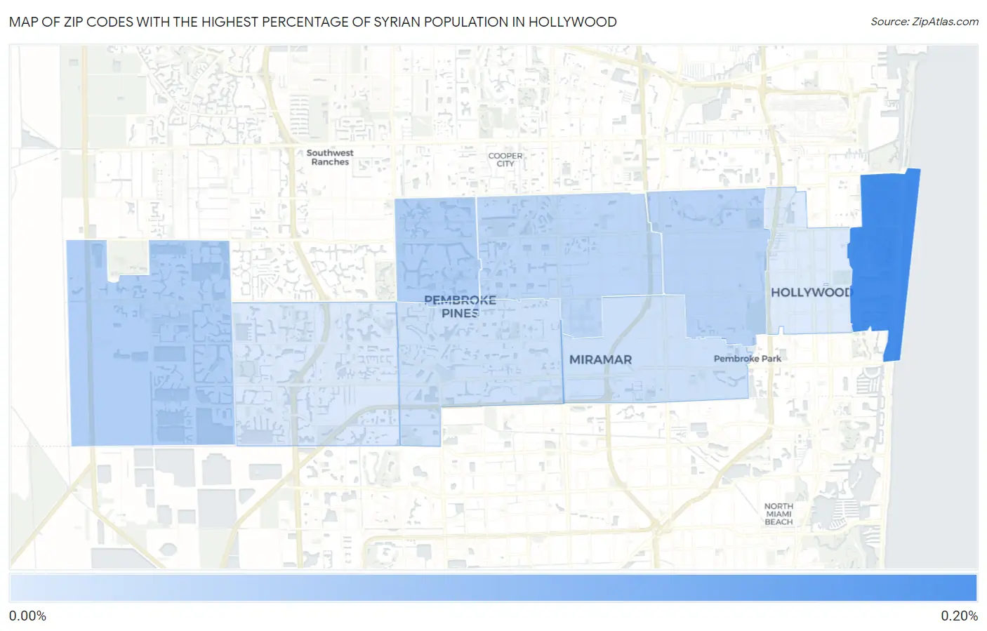 Zip Codes with the Highest Percentage of Syrian Population in Hollywood Map