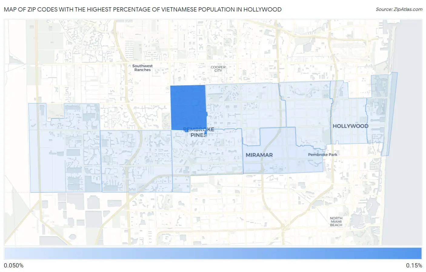 Zip Codes with the Highest Percentage of Vietnamese Population in Hollywood Map