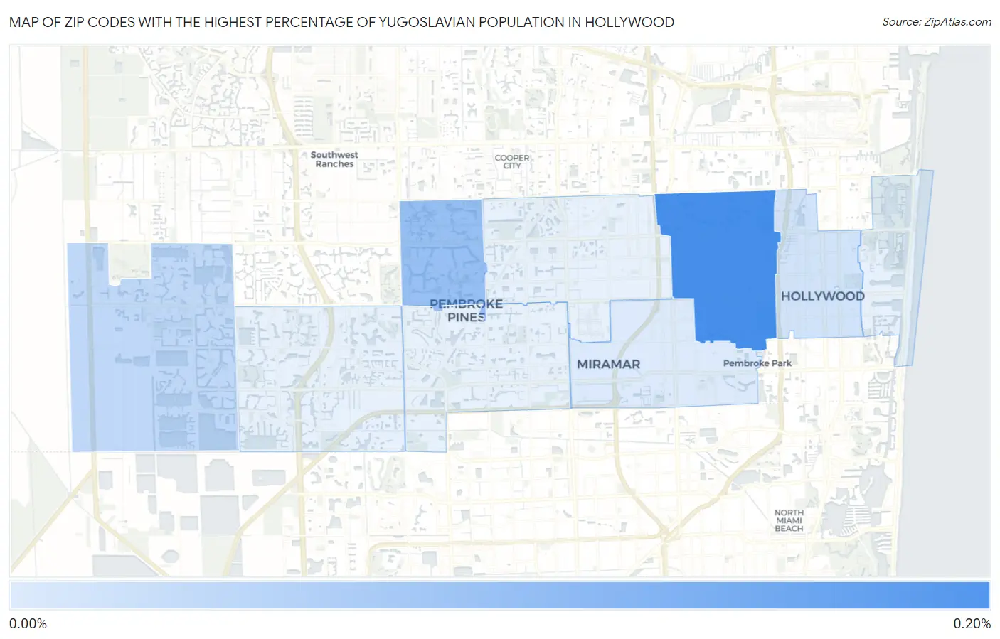 Zip Codes with the Highest Percentage of Yugoslavian Population in Hollywood Map