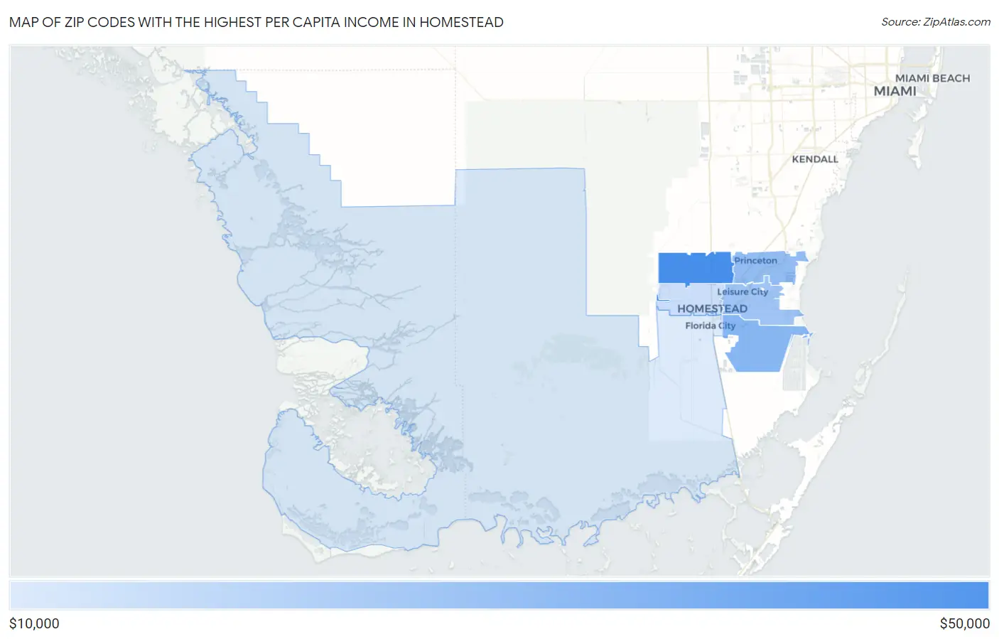 Zip Codes with the Highest Per Capita Income in Homestead Map