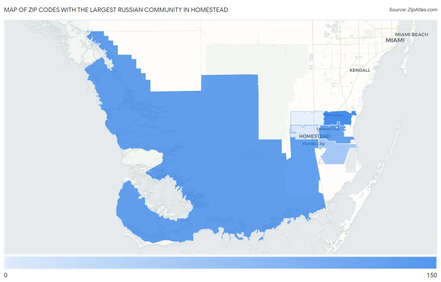 Zip Codes with the Largest Russian Community in Homestead Map
