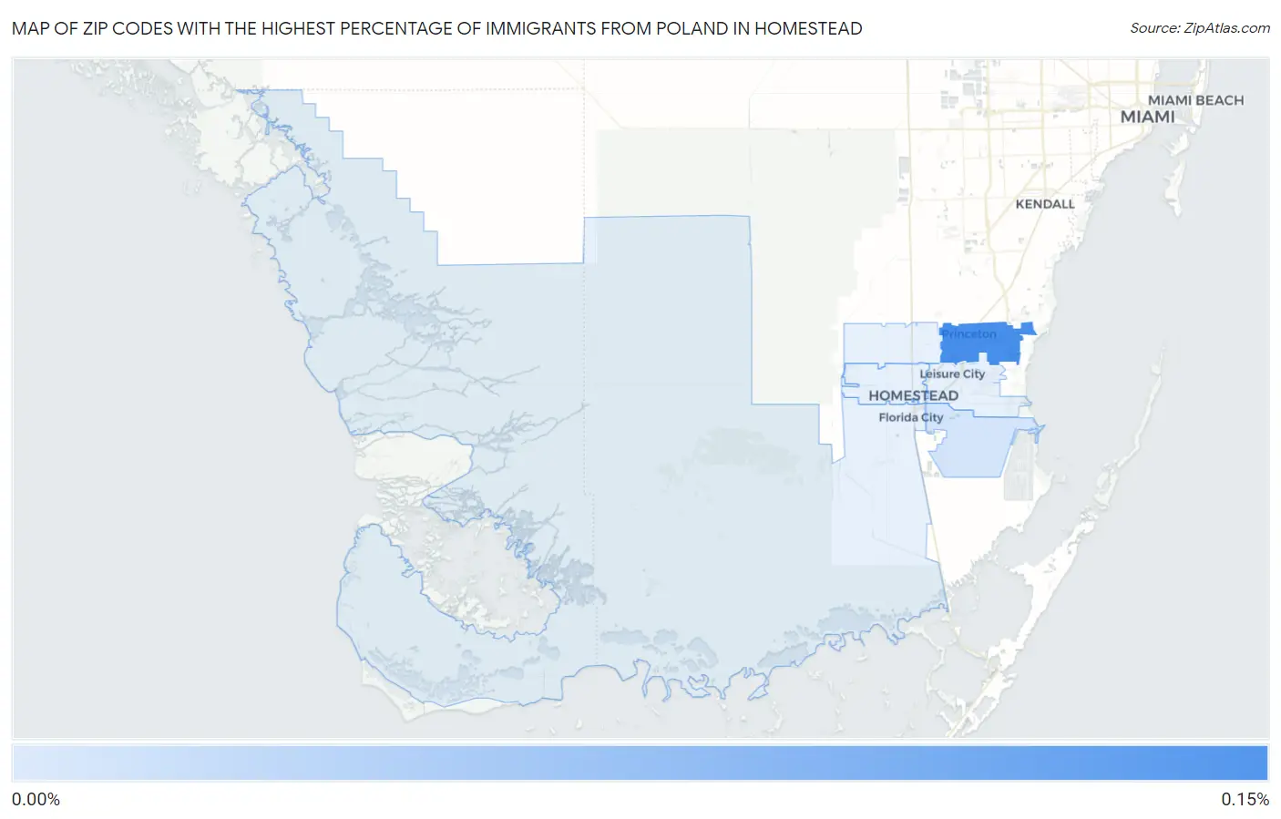 Zip Codes with the Highest Percentage of Immigrants from Poland in Homestead Map
