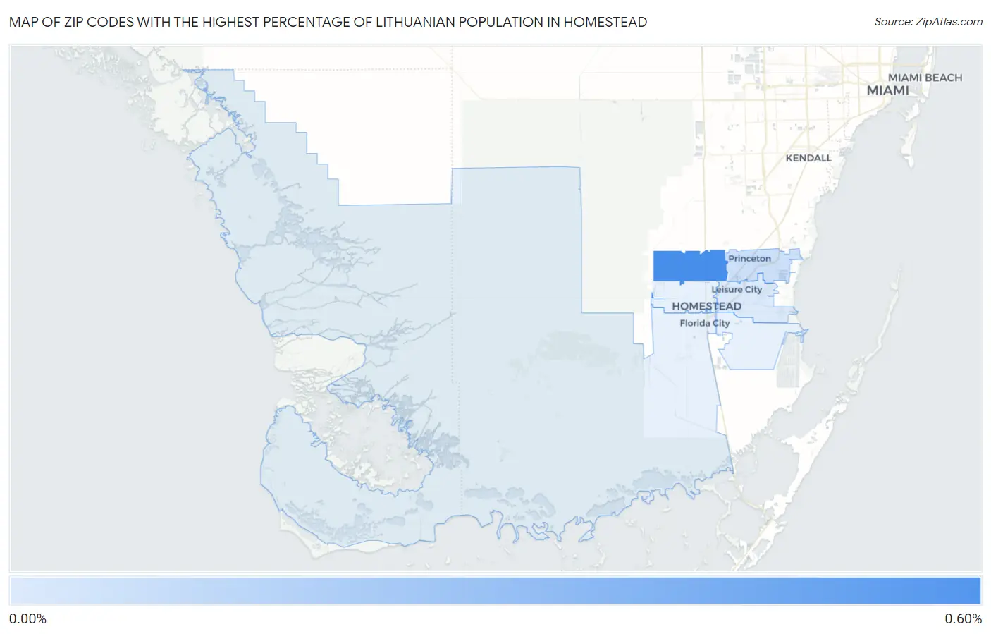Zip Codes with the Highest Percentage of Lithuanian Population in Homestead Map