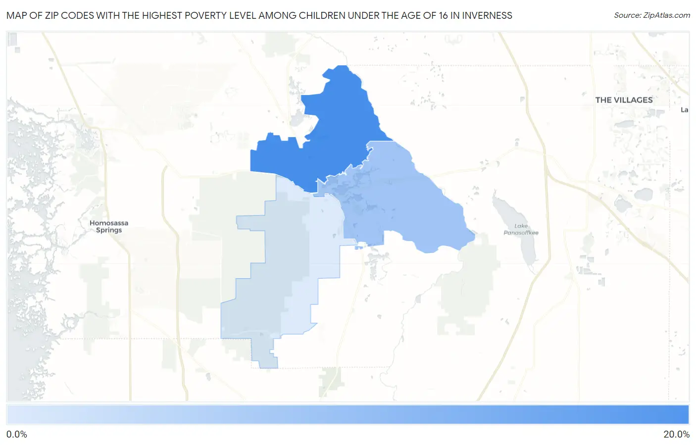 Zip Codes with the Highest Poverty Level Among Children Under the Age of 16 in Inverness Map