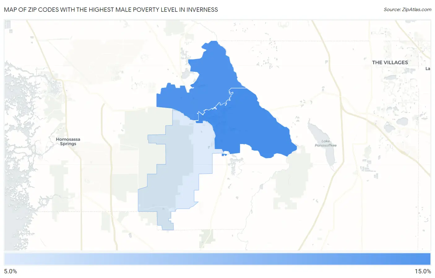 Zip Codes with the Highest Male Poverty Level in Inverness Map