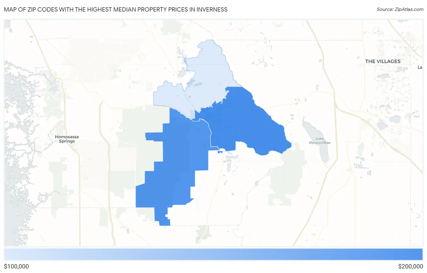 Zip Codes with the Highest Median Property Prices in Inverness Map