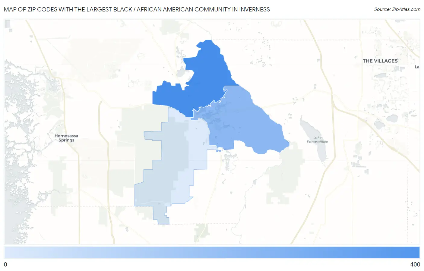 Zip Codes with the Largest Black / African American Community in Inverness Map