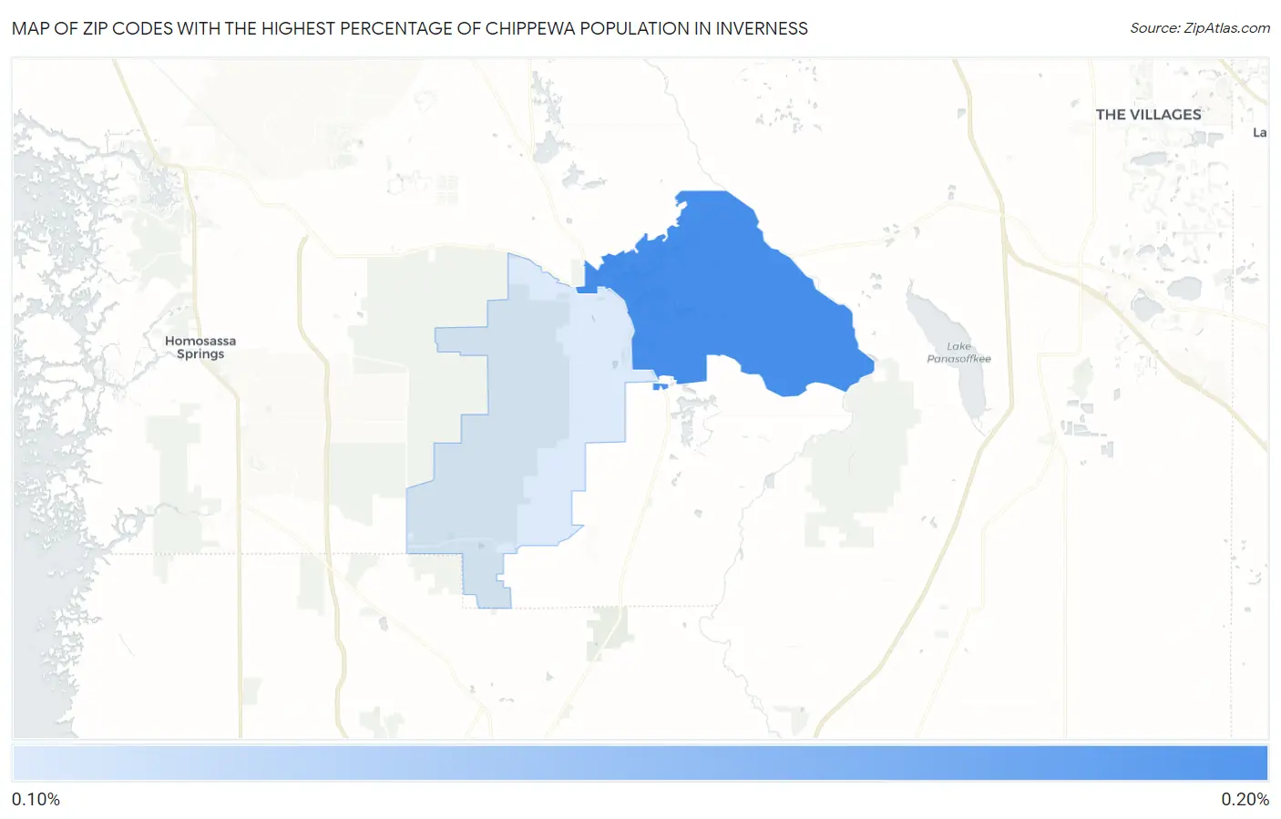 Zip Codes with the Highest Percentage of Chippewa Population in Inverness Map