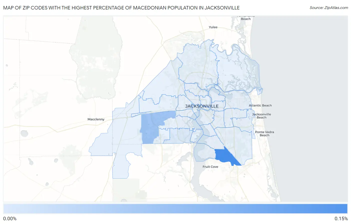 Zip Codes with the Highest Percentage of Macedonian Population in Jacksonville Map