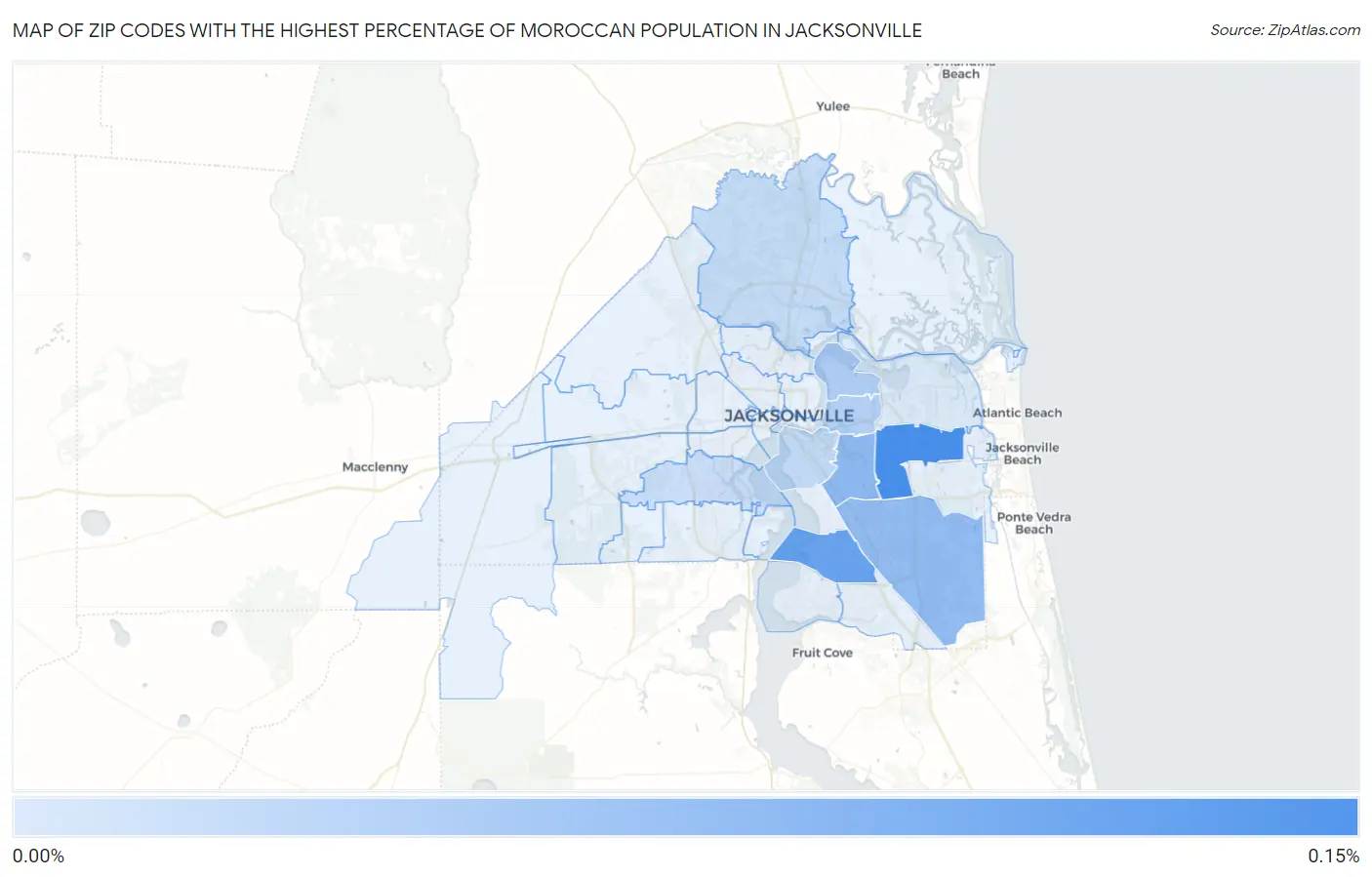 Zip Codes with the Highest Percentage of Moroccan Population in Jacksonville Map