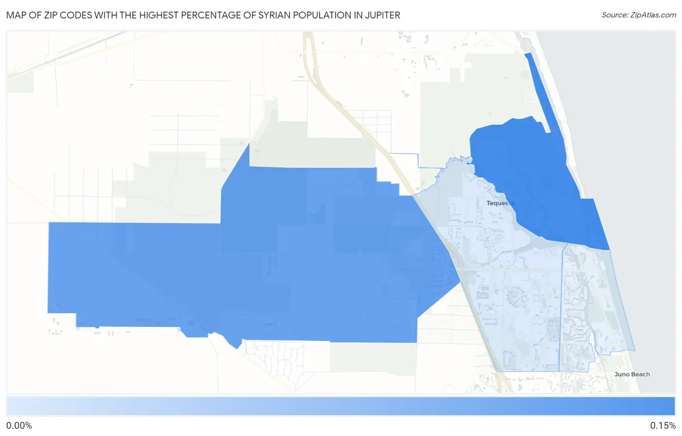Zip Codes with the Highest Percentage of Syrian Population in Jupiter Map