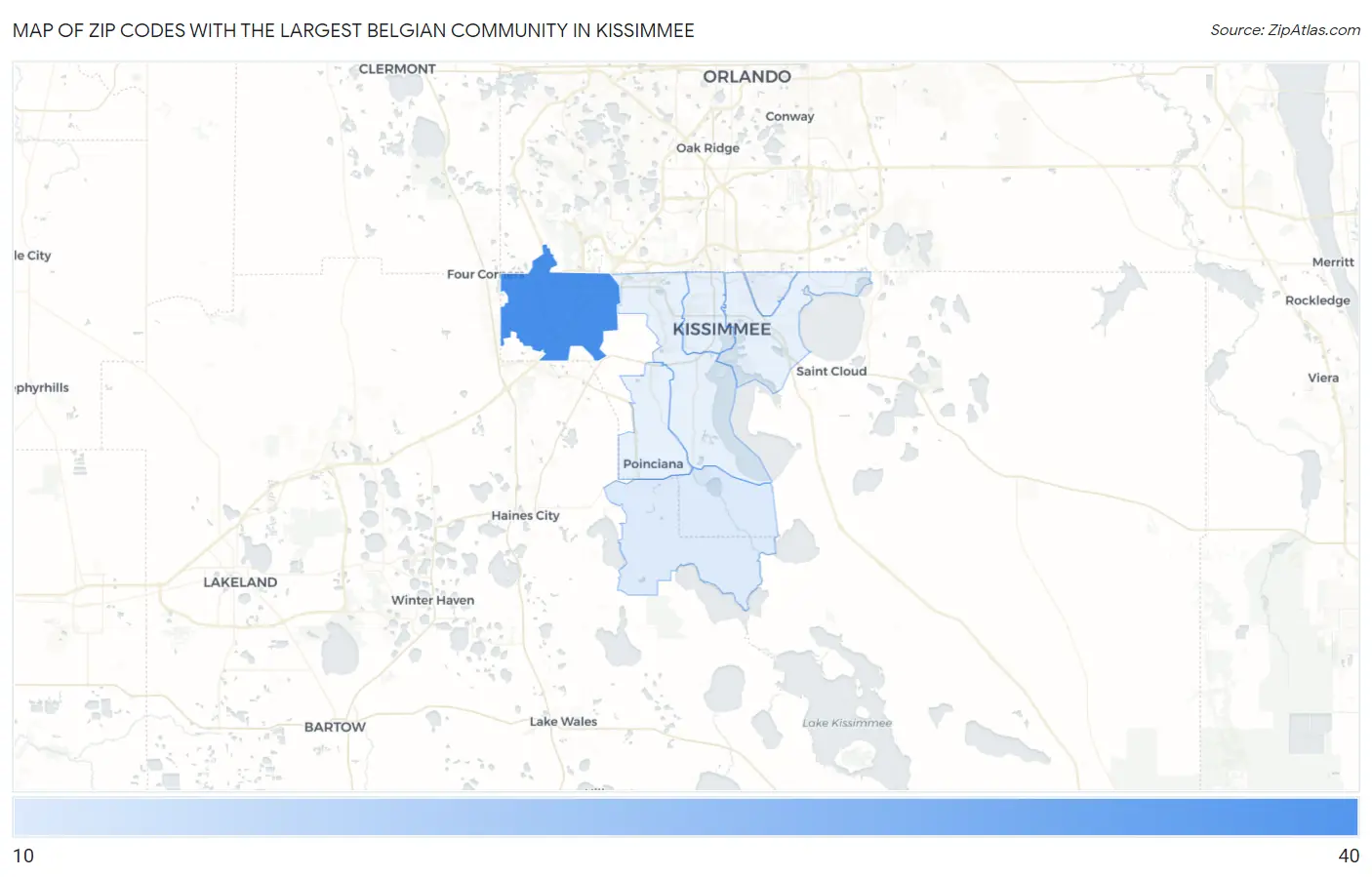 Zip Codes with the Largest Belgian Community in Kissimmee Map