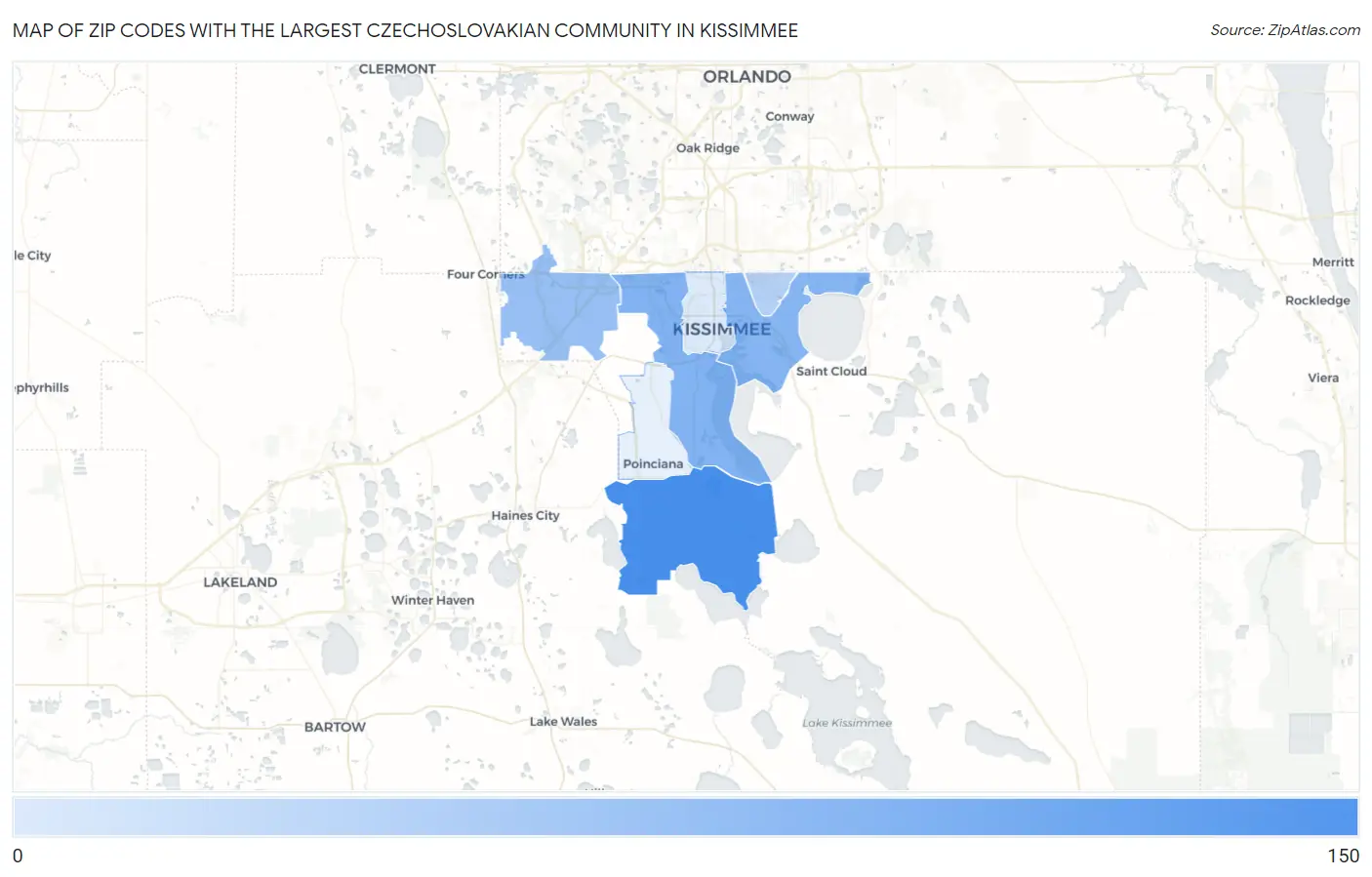 Zip Codes with the Largest Czechoslovakian Community in Kissimmee Map