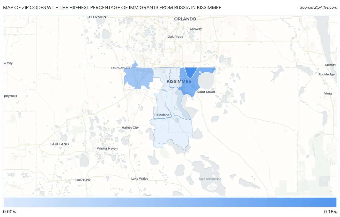 Zip Codes with the Highest Percentage of Immigrants from Russia in Kissimmee Map