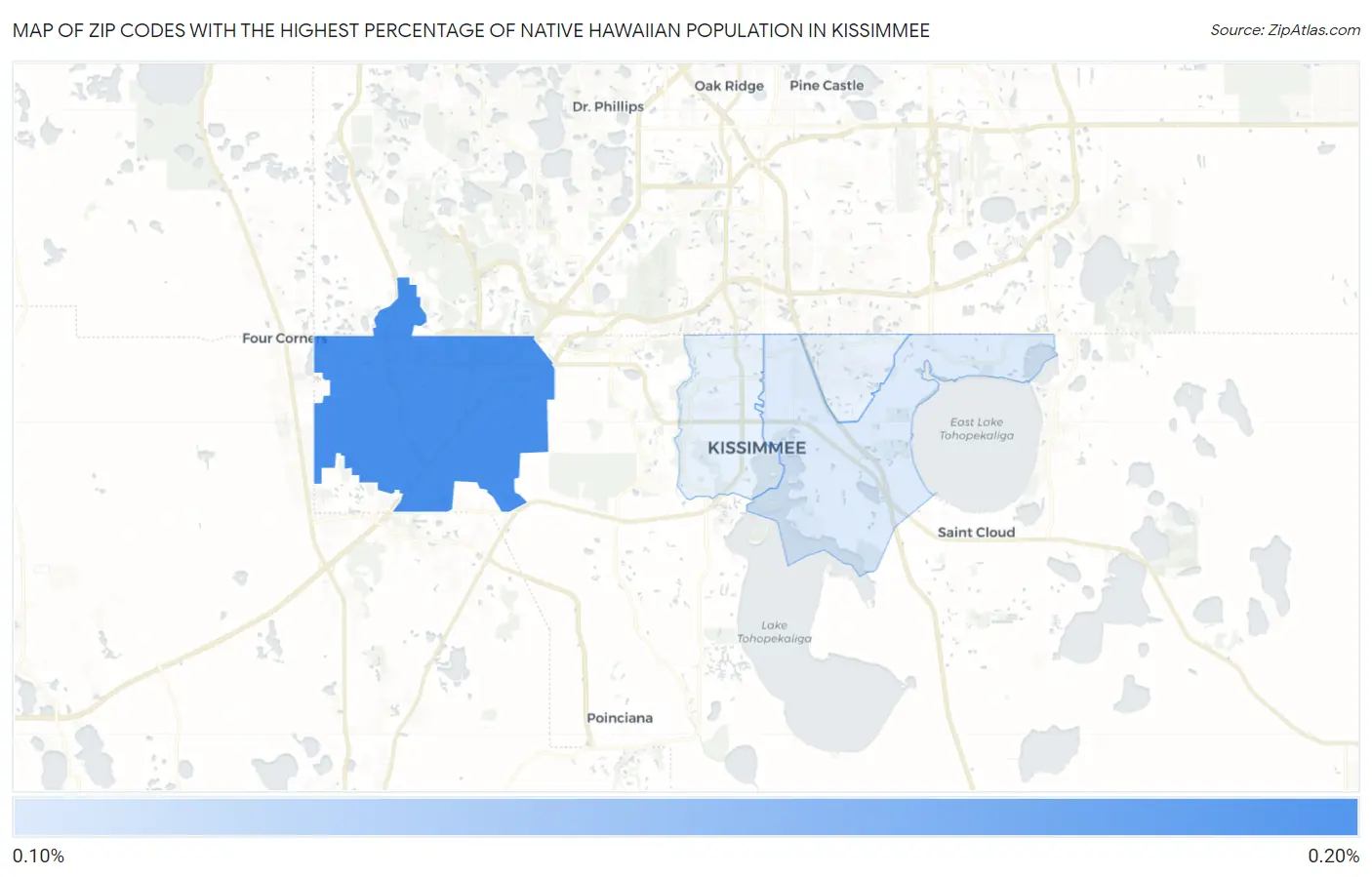 Zip Codes with the Highest Percentage of Native Hawaiian Population in Kissimmee Map
