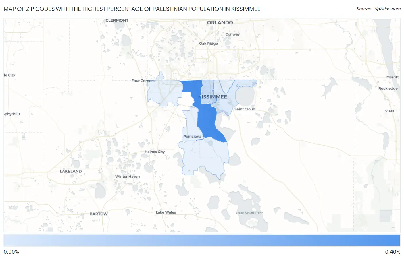 Zip Codes with the Highest Percentage of Palestinian Population in Kissimmee Map
