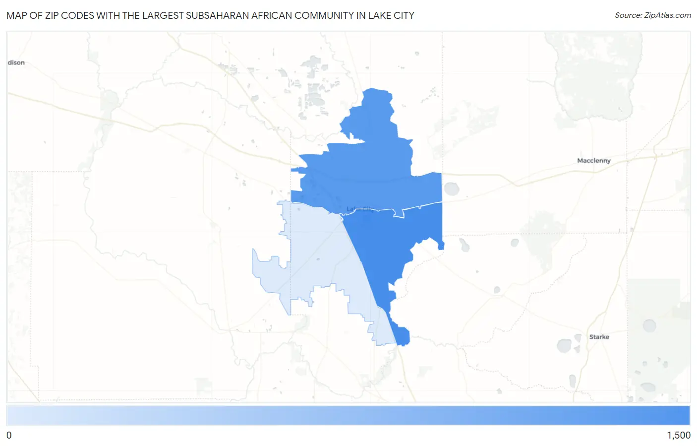 Zip Codes with the Largest Subsaharan African Community in Lake City Map