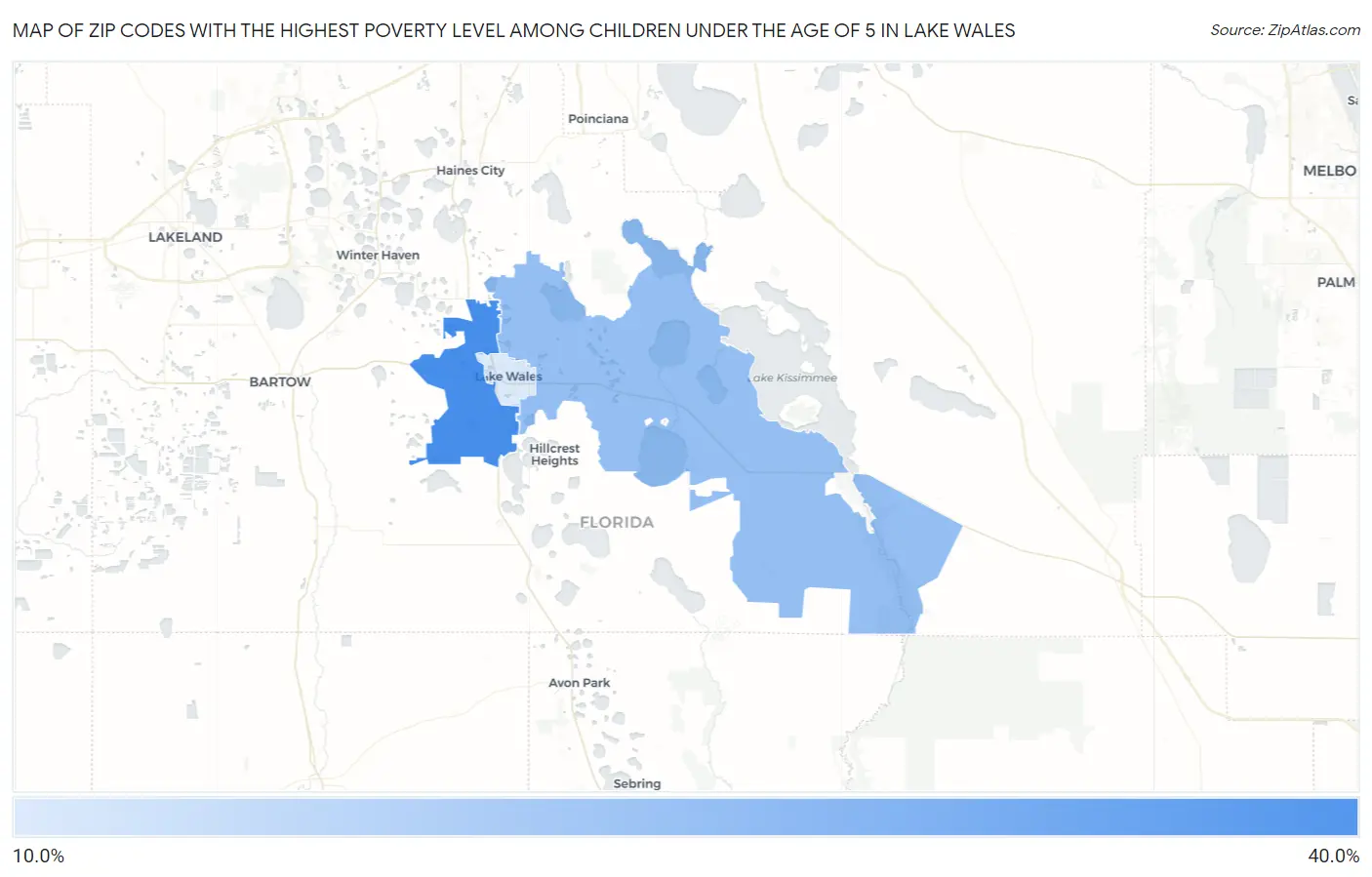 Zip Codes with the Highest Poverty Level Among Children Under the Age of 5 in Lake Wales Map