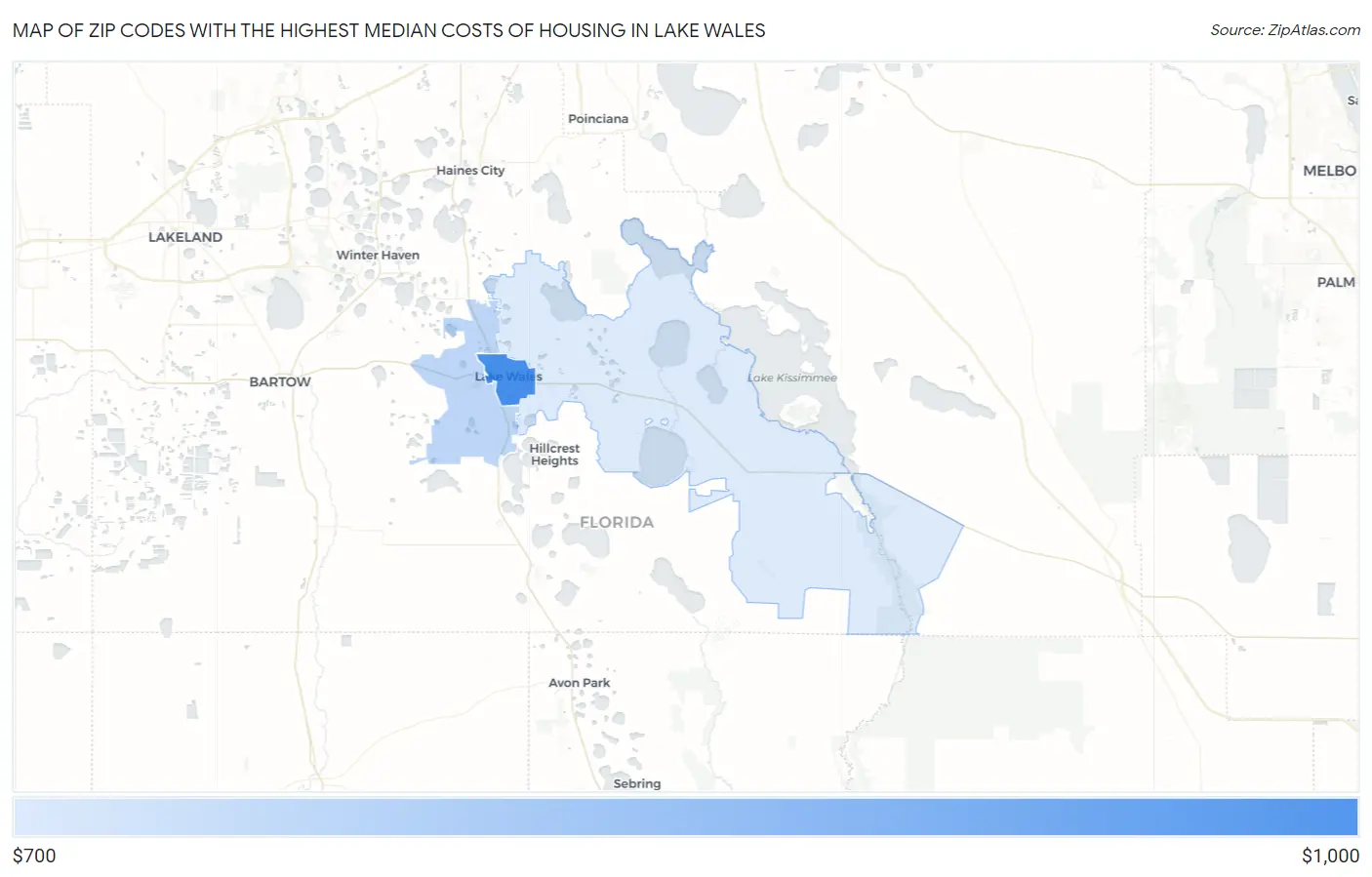 Zip Codes with the Highest Median Costs of Housing in Lake Wales Map