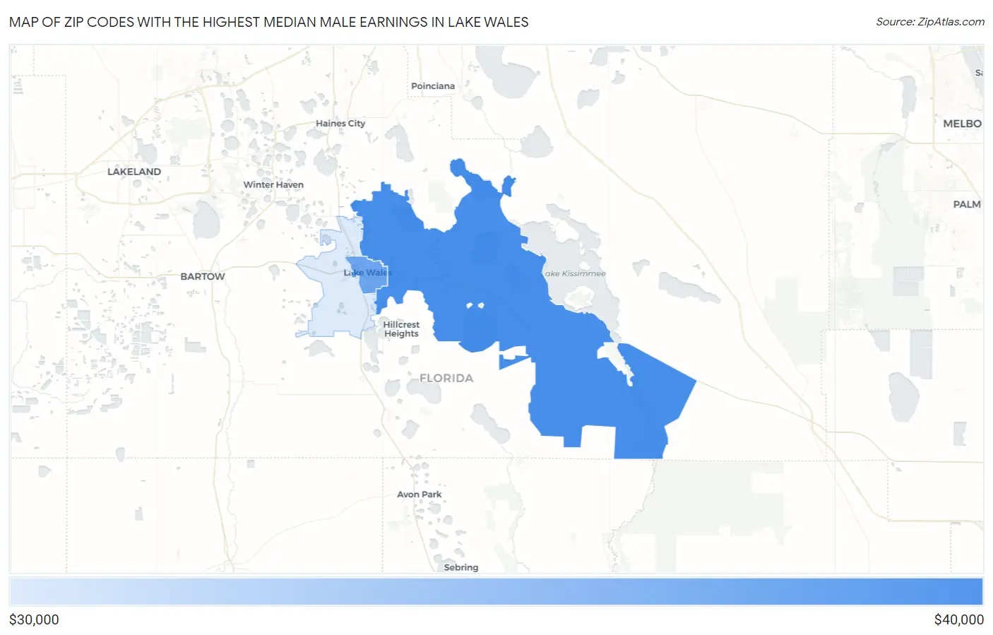 Zip Codes with the Highest Median Male Earnings in Lake Wales Map
