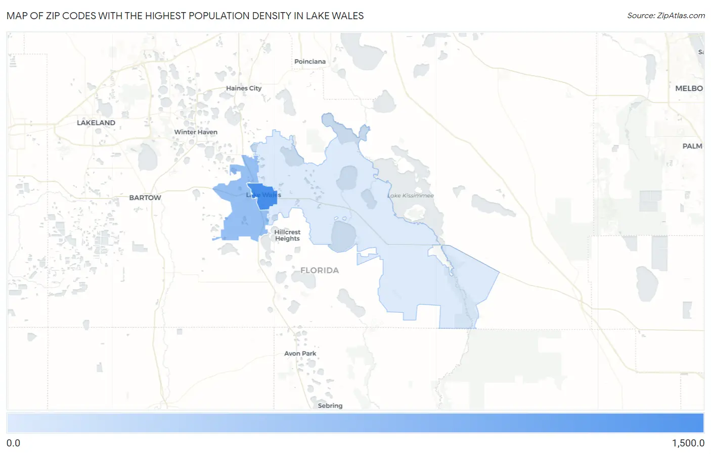 Zip Codes with the Highest Population Density in Lake Wales Map