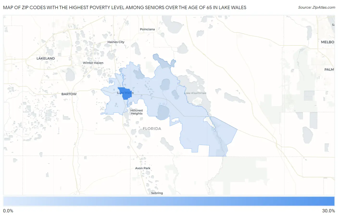 Zip Codes with the Highest Poverty Level Among Seniors Over the Age of 65 in Lake Wales Map