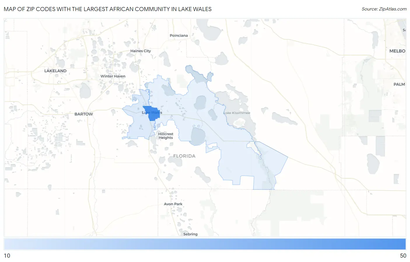 Zip Codes with the Largest African Community in Lake Wales Map
