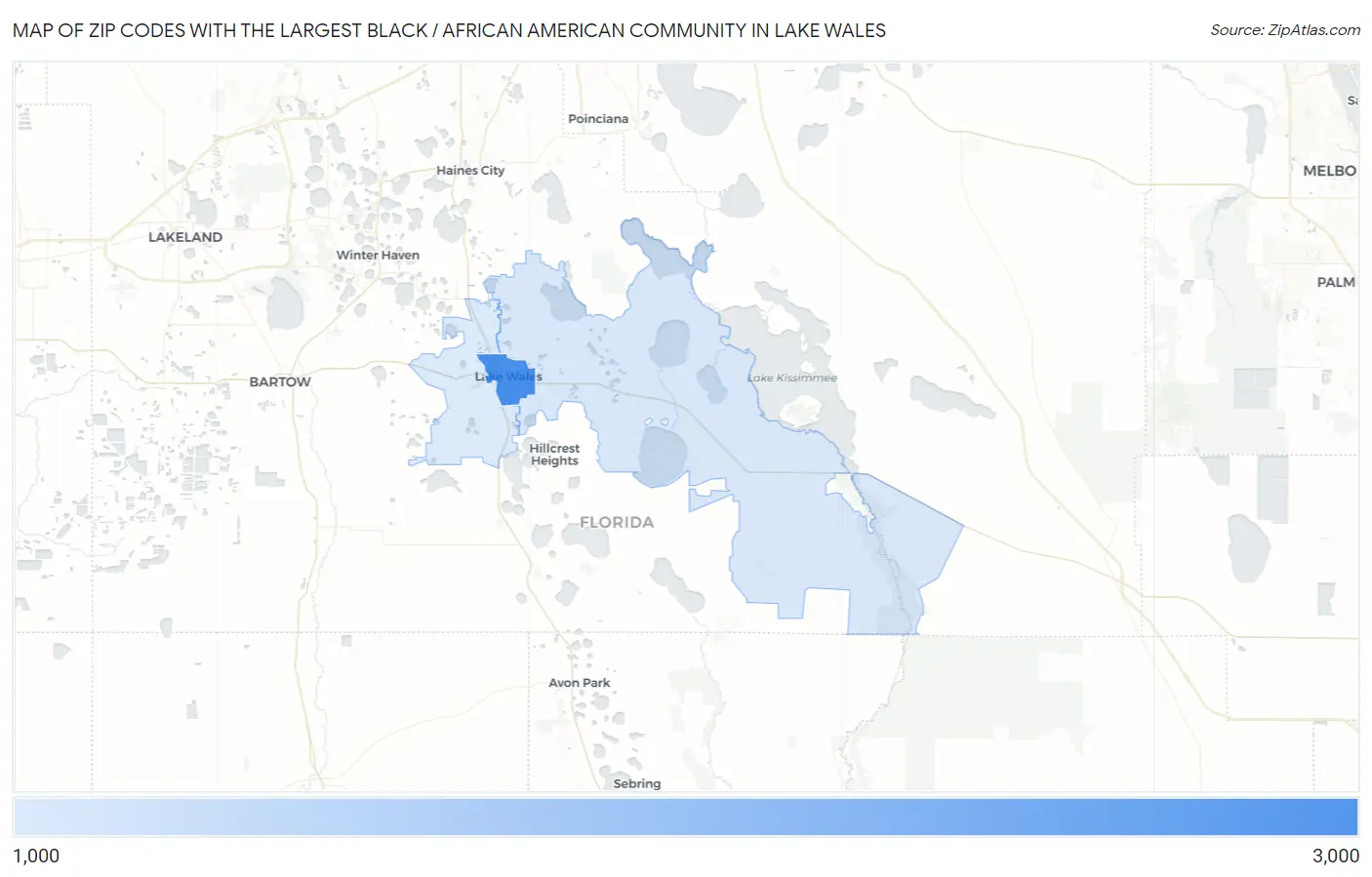 Zip Codes with the Largest Black / African American Community in Lake Wales Map