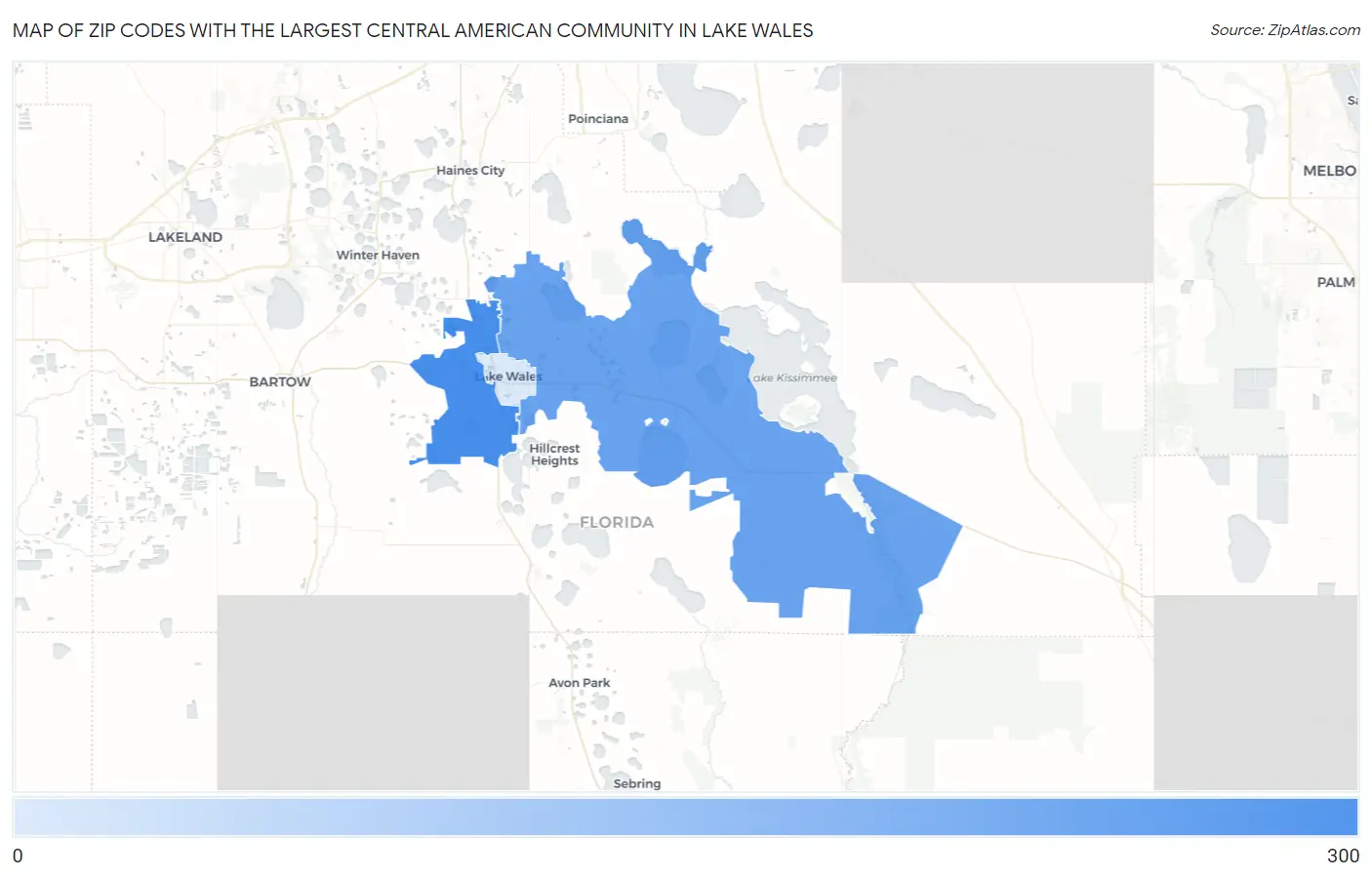 Zip Codes with the Largest Central American Community in Lake Wales Map
