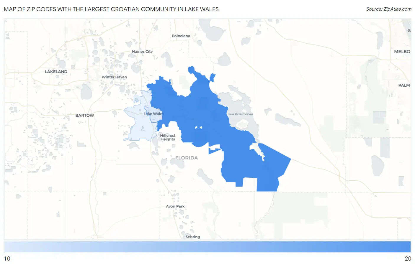 Zip Codes with the Largest Croatian Community in Lake Wales Map