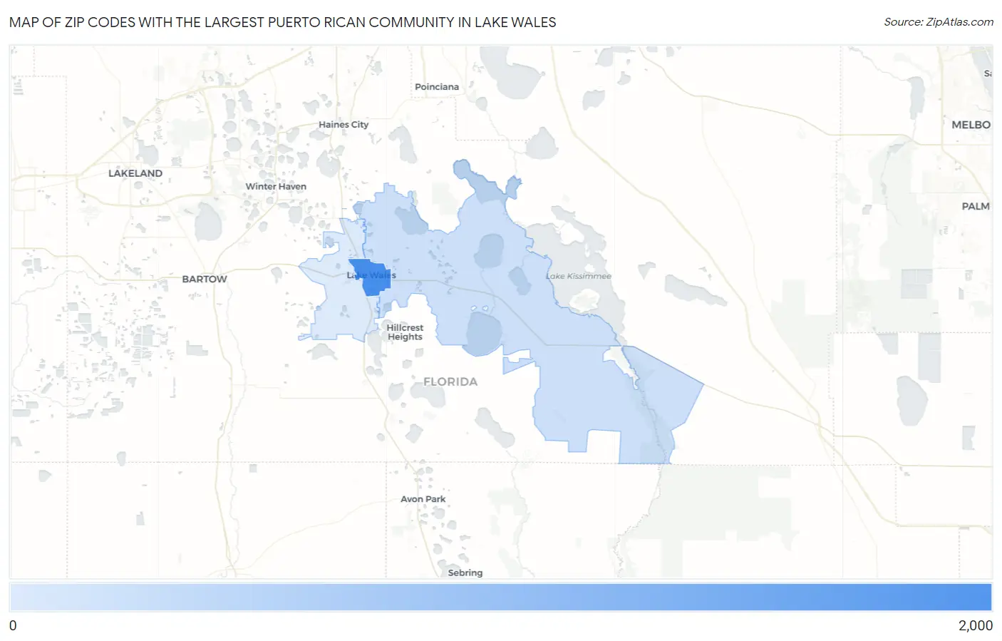 Zip Codes with the Largest Puerto Rican Community in Lake Wales Map