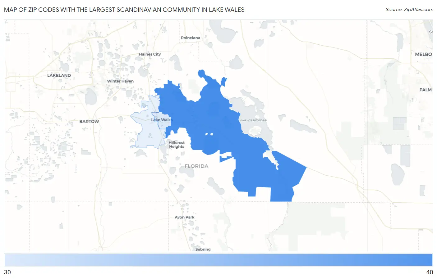 Zip Codes with the Largest Scandinavian Community in Lake Wales Map