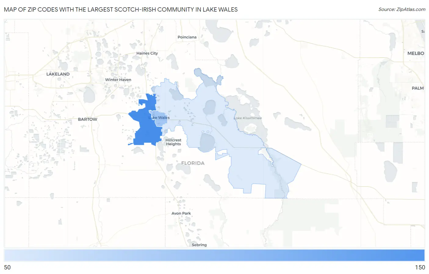 Zip Codes with the Largest Scotch-Irish Community in Lake Wales Map