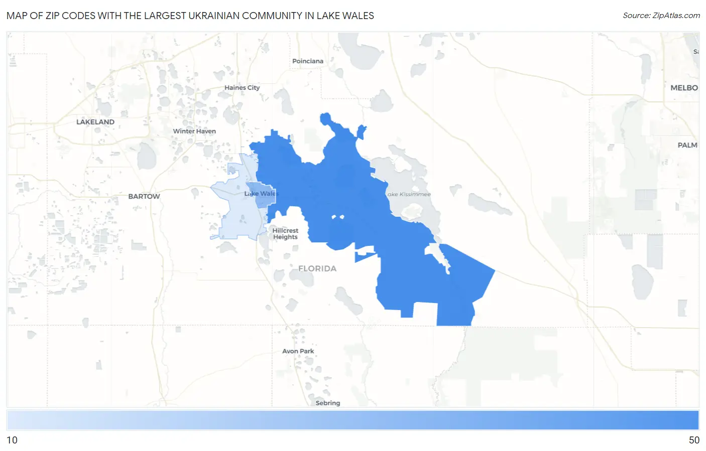 Zip Codes with the Largest Ukrainian Community in Lake Wales Map