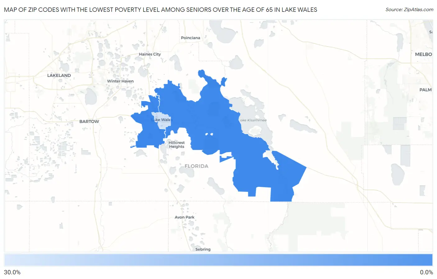 Zip Codes with the Lowest Poverty Level Among Seniors Over the Age of 65 in Lake Wales Map
