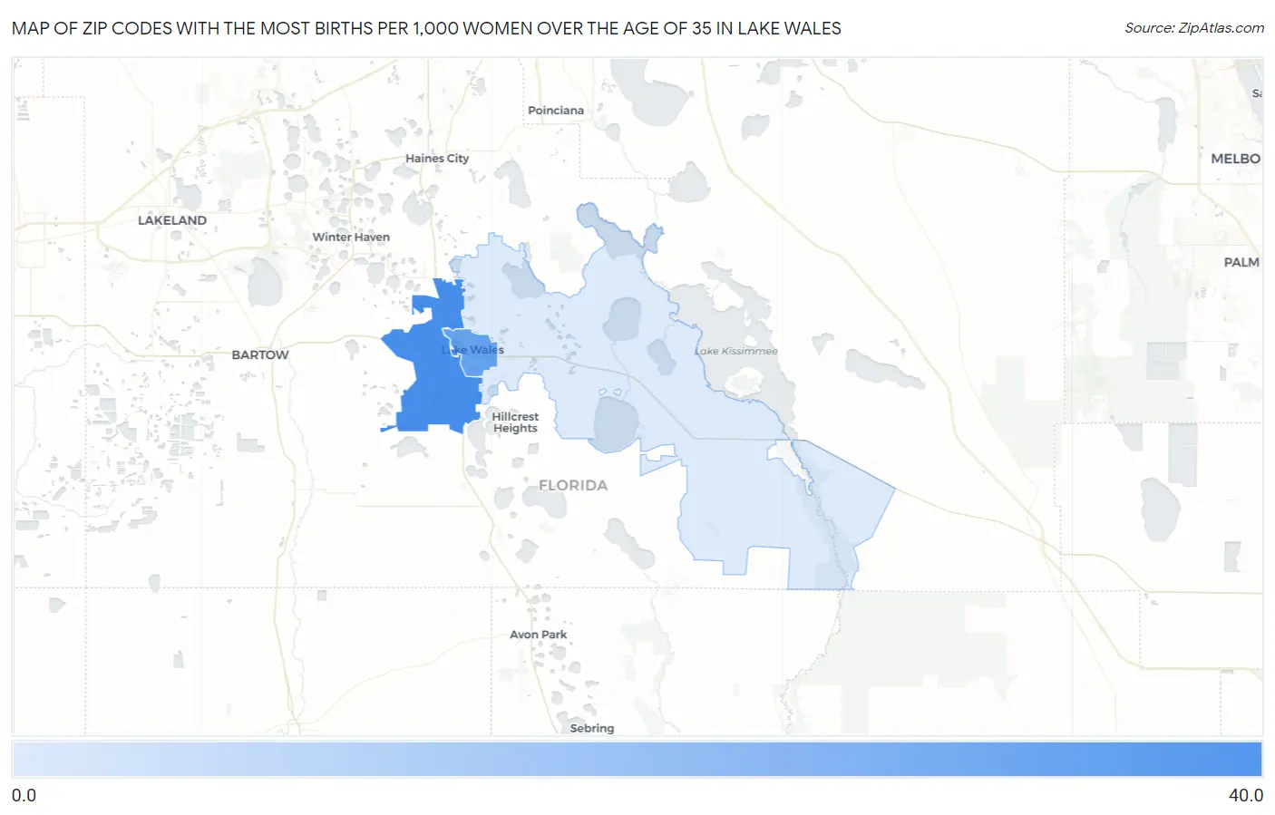 Zip Codes with the Most Births per 1,000 Women Over the Age of 35 in Lake Wales Map