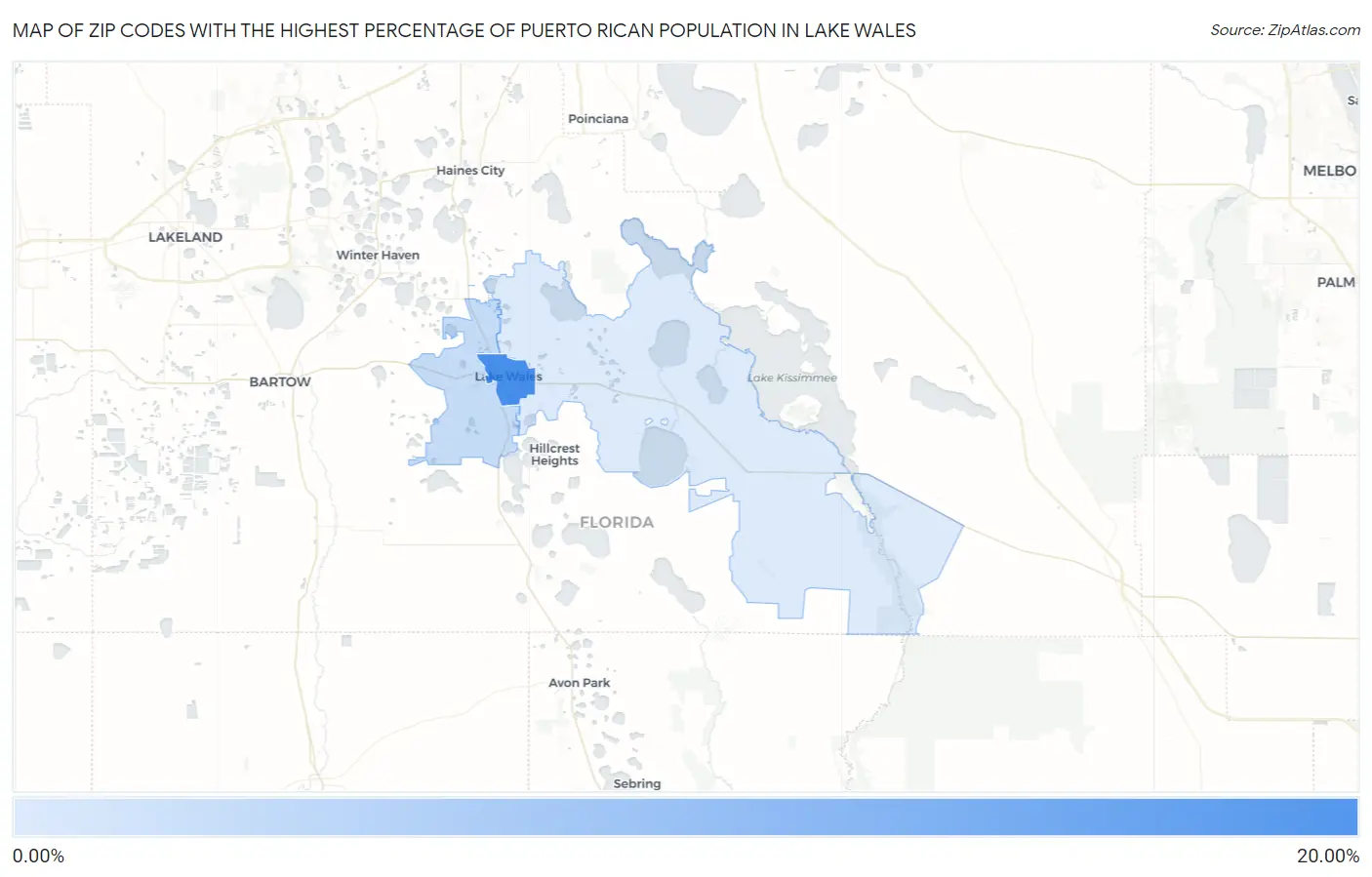 Zip Codes with the Highest Percentage of Puerto Rican Population in Lake Wales Map