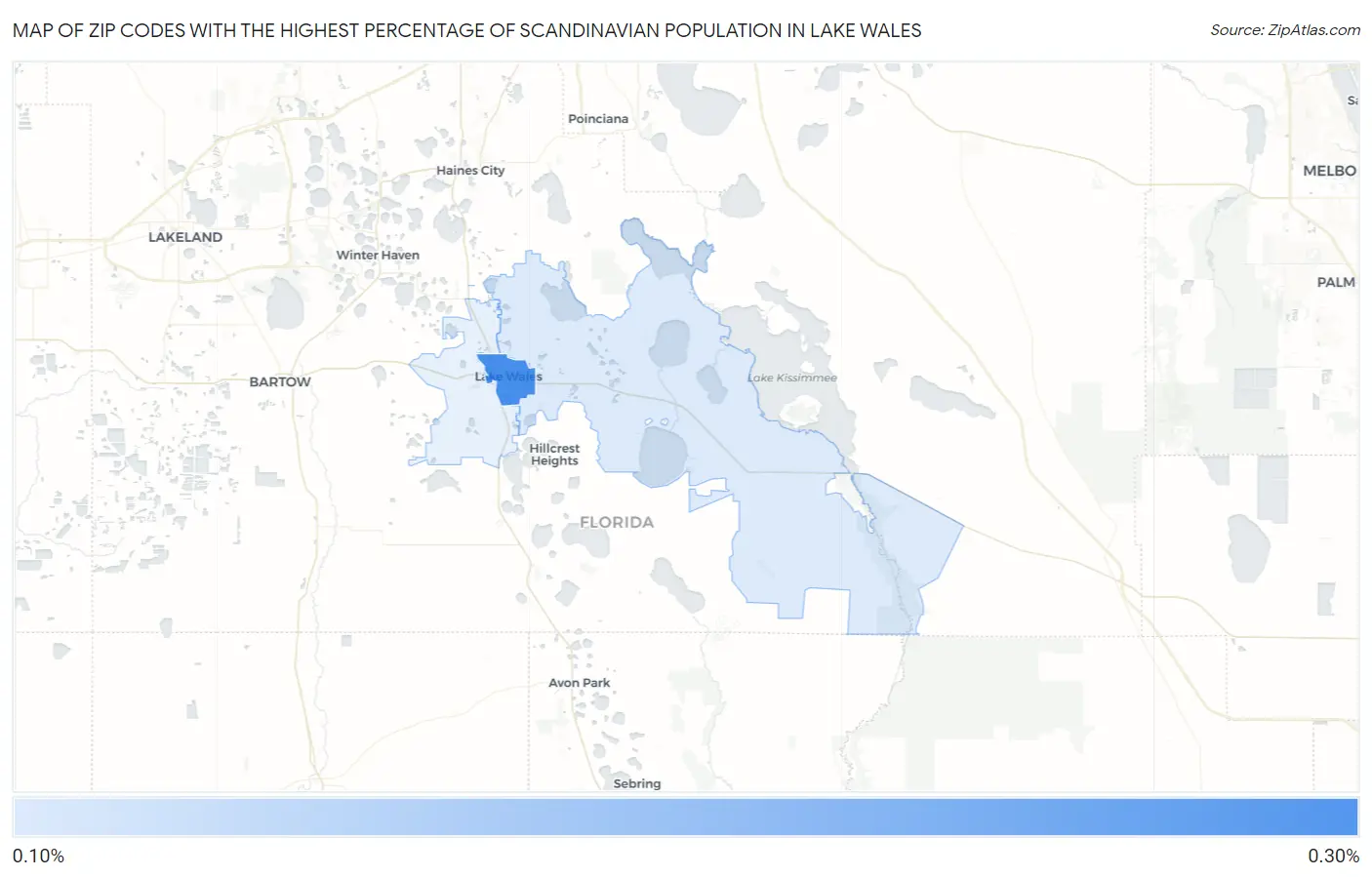 Zip Codes with the Highest Percentage of Scandinavian Population in Lake Wales Map