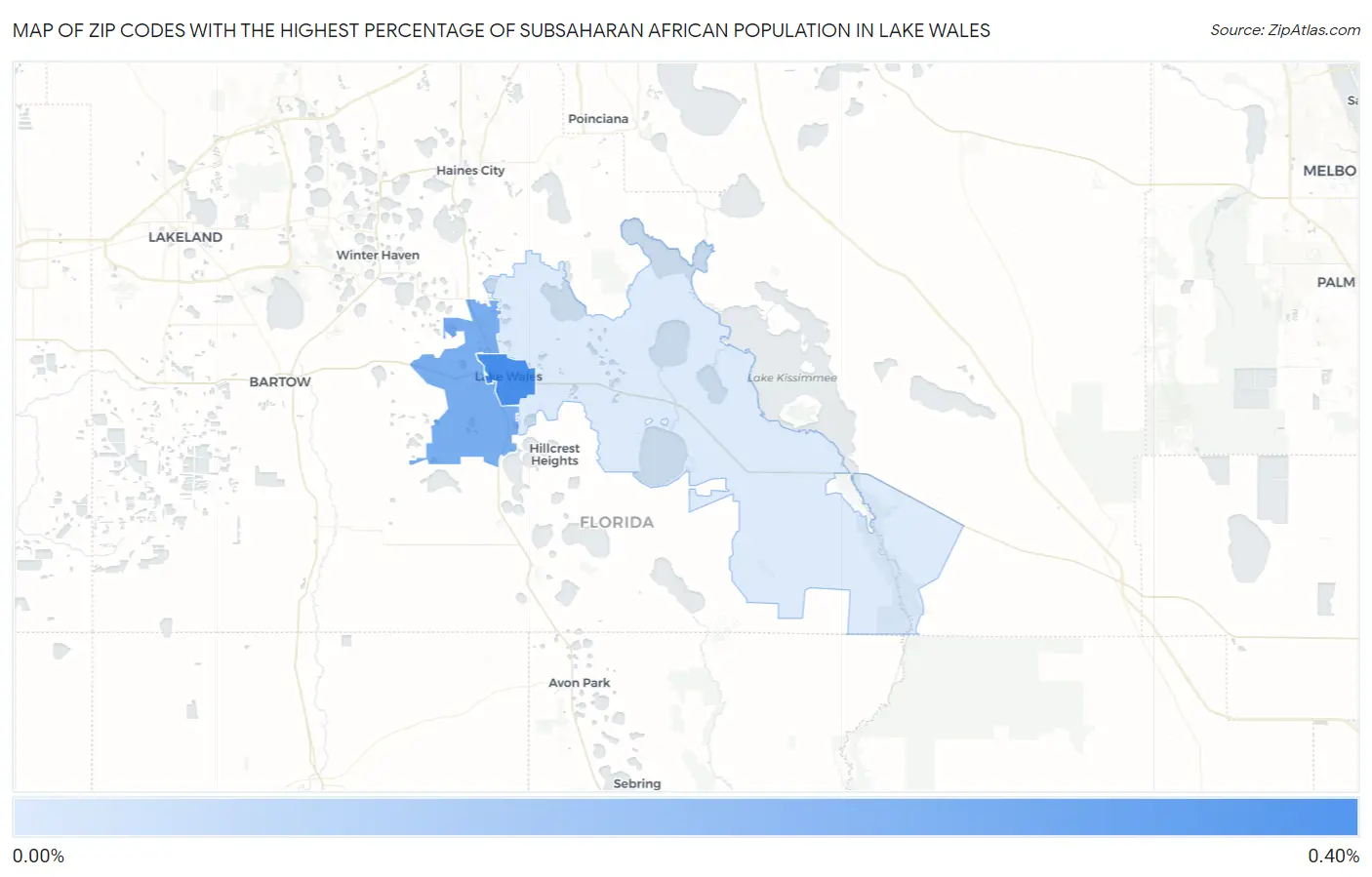 Zip Codes with the Highest Percentage of Subsaharan African Population in Lake Wales Map
