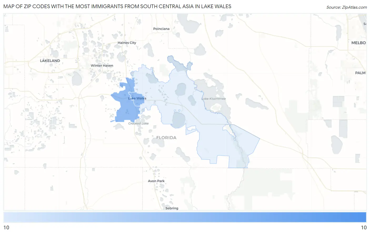 Zip Codes with the Most Immigrants from South Central Asia in Lake Wales Map